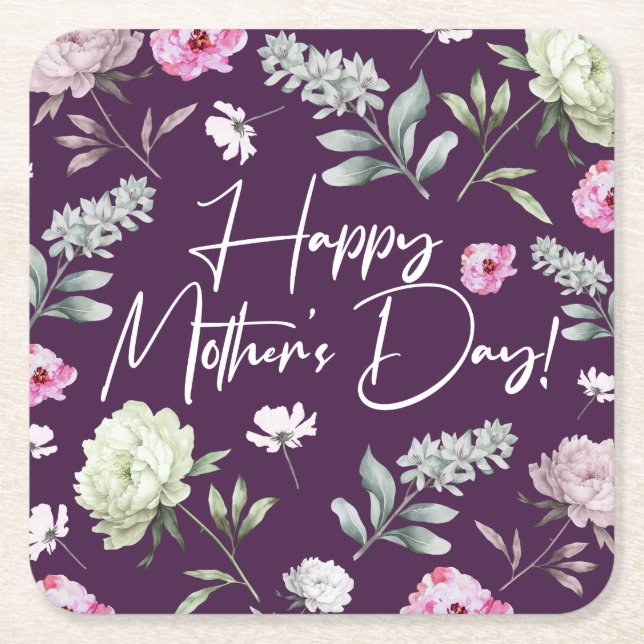 Blommigt Mors dag Underlägg Papper Kvadrat (Framsidan)