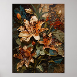 Blommigt Mosaic - blommor poster digitalt