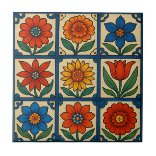 Blommigt Mosaic Kakelplatta