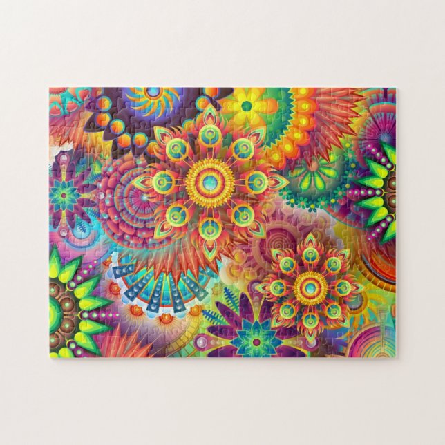 Blommigt mosaic mönster pussel (Horisontell)