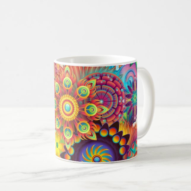 Blommigt mosaik kaffemugg (Framsida höger)