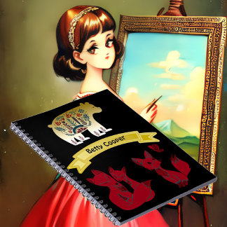 Blommigt Motif Decorative Bear Fox Family i skolan Anteckningsbok