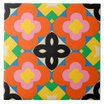 Blommigt Motif Decorative Ceramic Tile - 6"x6" Kakelplatta<br><div class="desc">Firar att det inte finns någon tidslängd med denna exekutiva 6-tums x 6-tums keramiska bricka, med ett motiv från blommigten mönster från Ipsita Roy. Den här utformningen inspireras av traditionell folkkonst med en modern tvist och sammanför varm orange, rosa, solig gult och lugn grönt med elegant svart detaljrikedom för en...</div>
