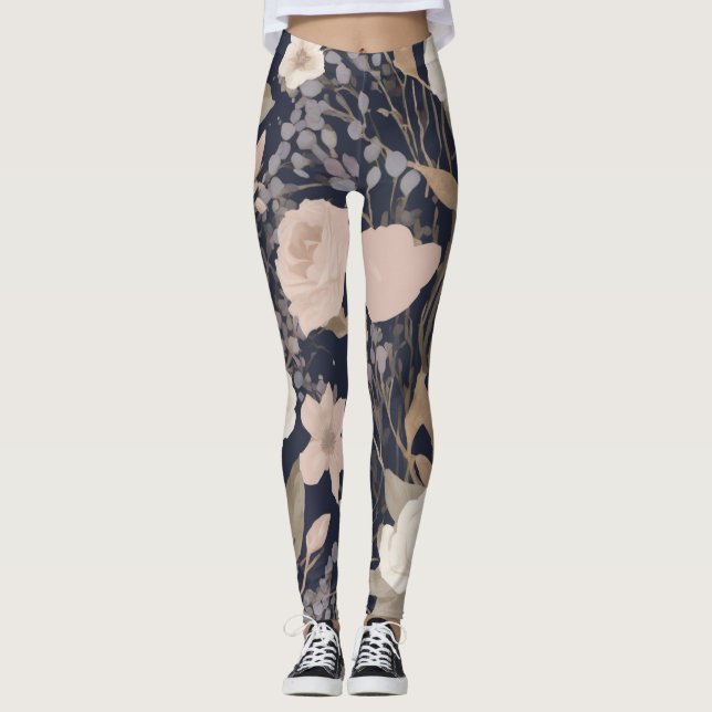 Blommigt Motif Yoga Leggins Leggings (Framsida)