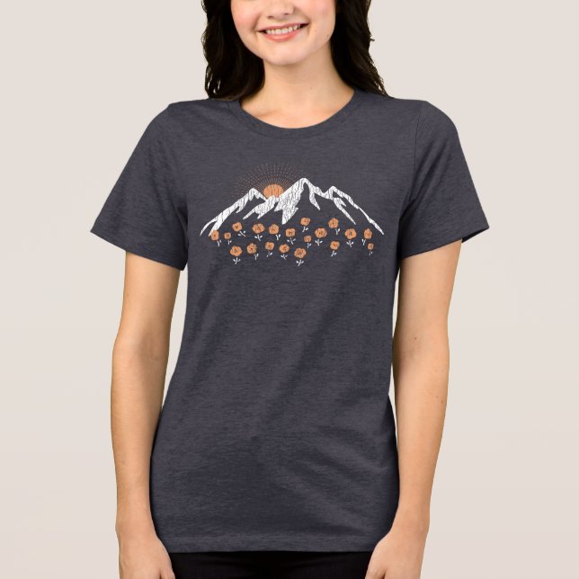 Blommigt Mountain Women's T-shirt in Mörk Grått (Framsida)