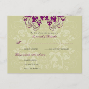Blommigt Mourish Plum Lila (R) Bröllop OSA Card Kort
