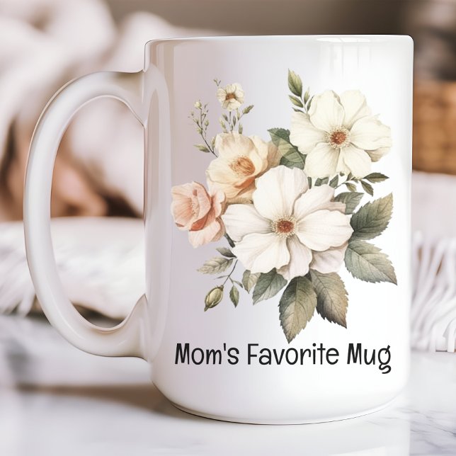 Blommigt Mugg för Mamma & Hennes, födelsedag, Mors (mom gift mug, mama gift mug, mother mug, daughter gift mug, birthday gift mug, Mother’s Day mug, )