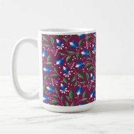 Blommigt Mugg i Burgundy och Deep Blue