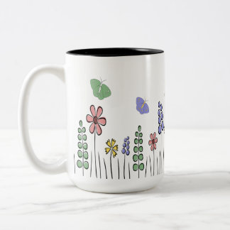 Blommigt Mugg Wildblomma Butterfly Coffee Mugg Vår