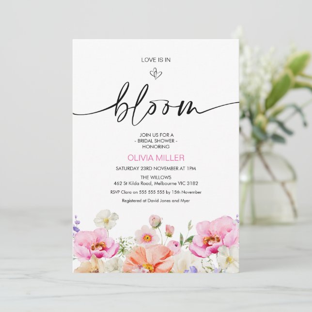 Blommigt Multi-färg Kärlek finns i Bloom Möhippa Inbjudningar (Stående Fram)