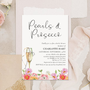 Blommigt Multifärgad pärlor Prosecco-Möhippa Inbjudningar