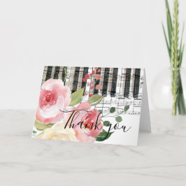 blommigt musik piano tack kort