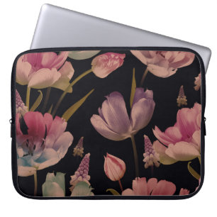 Blommigt, muskari: vintage, sömlös laptop fodral