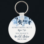 Blommigt något blått innan jag gör Möhippa Nyckelring<br><div class="desc">Nyckelchian för Möhippan  i blommigt Script Navy Blue Watercolor. Perfekt för duschen och andra speciella händelser och enkel att anpassa genom att klicka på knappen "Anpassa". Med modern blommigt-blomma och -skript.</div>
