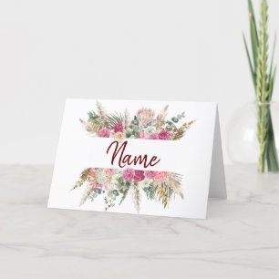 Blommigt namn-kort kort