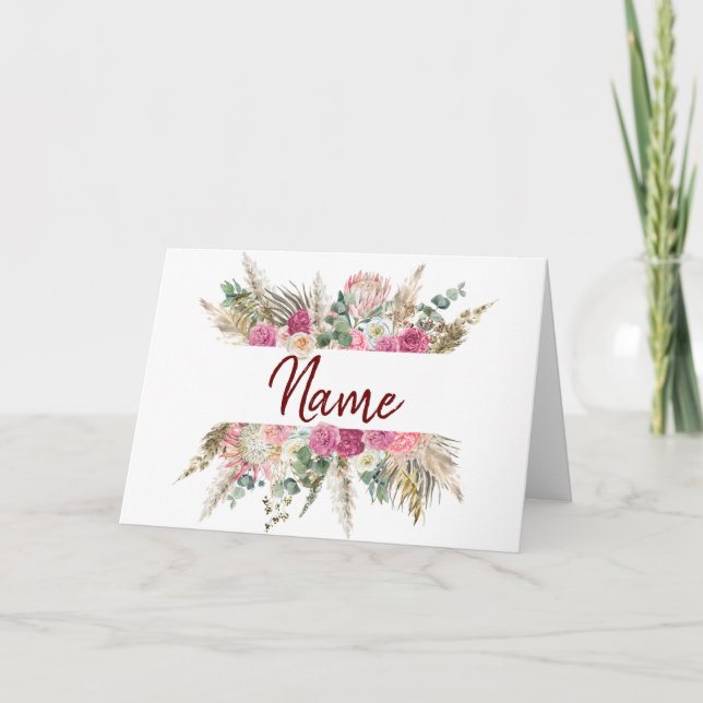 Blommigt namn-kort kort (Framsida)