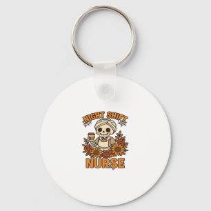 Blommigt Nattskift Nurse Skeleton Halloween RN Nur Nyckelring