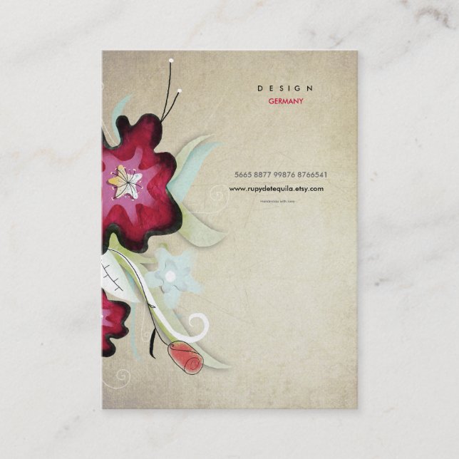 Blommigt naturkonstgjord affärskort visitkort (Framsida)