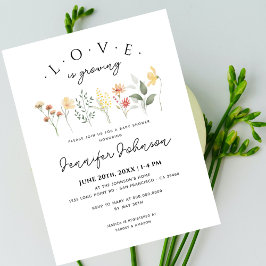 Blommigt Nautral Kärlek växer Boho Baby Shower Vykort
