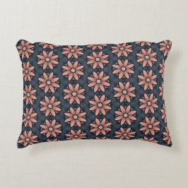 Blommigt Navy Blue and Rosa accent Pillow Prydnadskudde