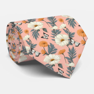 Blommigt Neck Tie med färgstark sommarkottagecore Slips