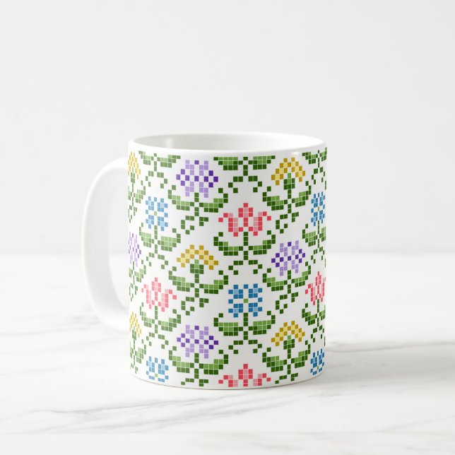Blommigt "Needlepoint" Mugg (Framsida vänster)