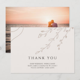 Blommigt Neutralt Bröllop tackkort med foto Inbjudningar