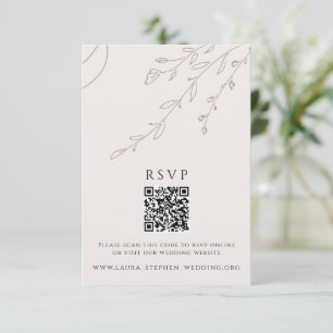 Blommigt Neutralt OSA Online QR Code Bröllop webbp Inbjudningar