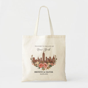 Blommigt New York City Skyline destination Weeding Tygkasse