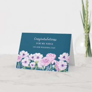 Blommigt Niece-Bröllopsdagens Grattisar Kort