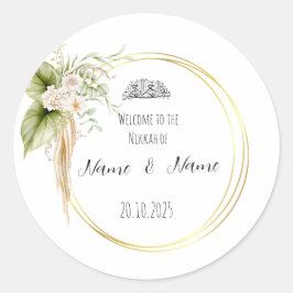 Blommigt Nikkah-favoritklistermärken Runt Klistermärke