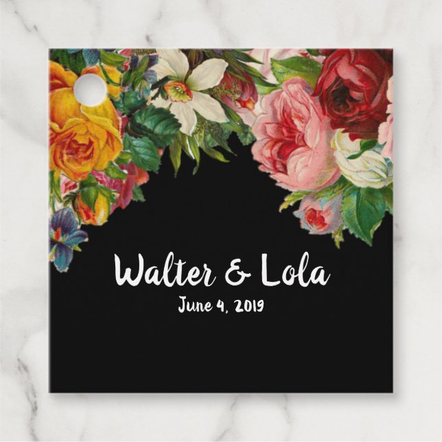 Blommigt Noir Gåvor Etiketter (Framsida)