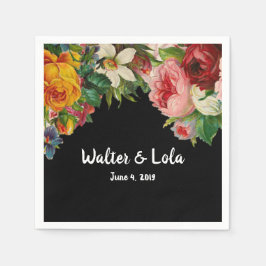 Blommigt Noir Pappersservett