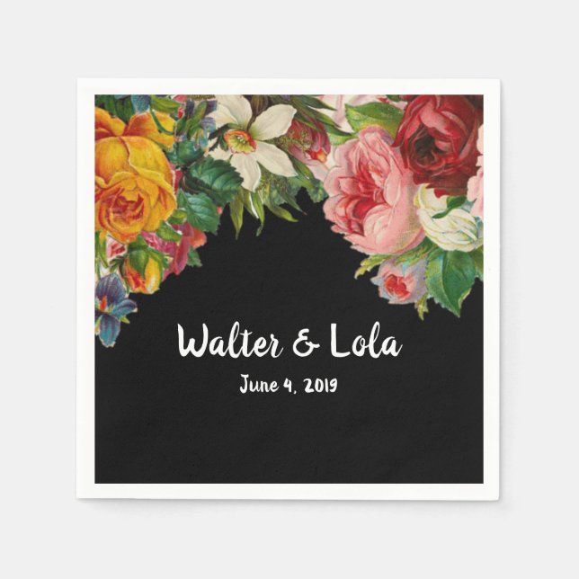 Blommigt Noir Pappersservett (Framsidan)