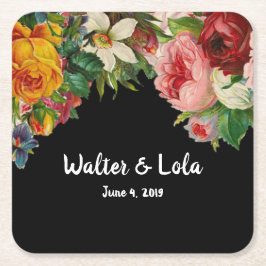 Blommigt Noir Underlägg Papper Kvadrat