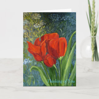 Blommigt Note Cards with Red Tulips - Original Art Kort