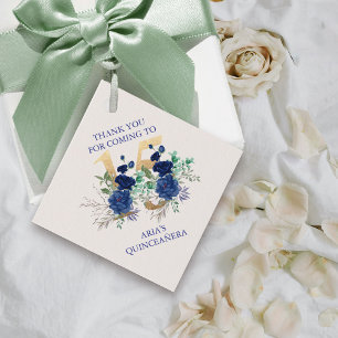 Blommigt nummer 15 Elfenbenskustens Royal Blue Gul Gåvor Etiketter