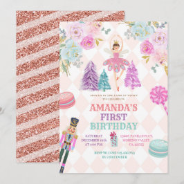 Blommigt Nutcracker Land Sweets Girl Birthday Inbjudningar