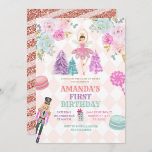 Blommigt Nutcracker Land Sweets Girl Birthday Inbjudningar