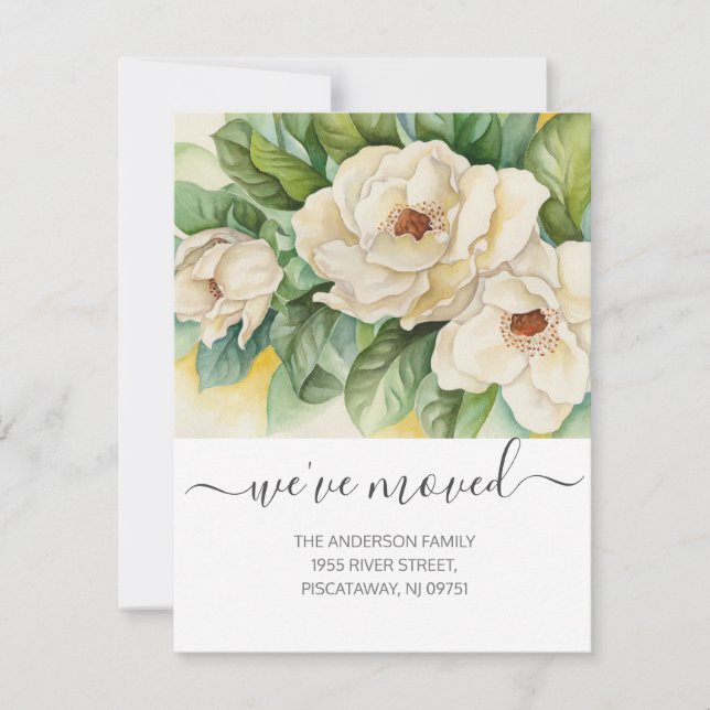 Blommigt Ny adress Magnolia Flytta Meddelande (Framsida)