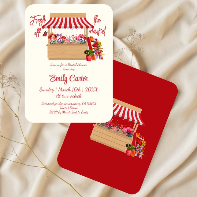 Blommigt Ny Möhippa på marknaden Inbjudningar (Skapare uppladdad)