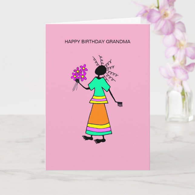 Blommigt och Abstrakt Girl Inspirational Grandma Kort (Orkide)