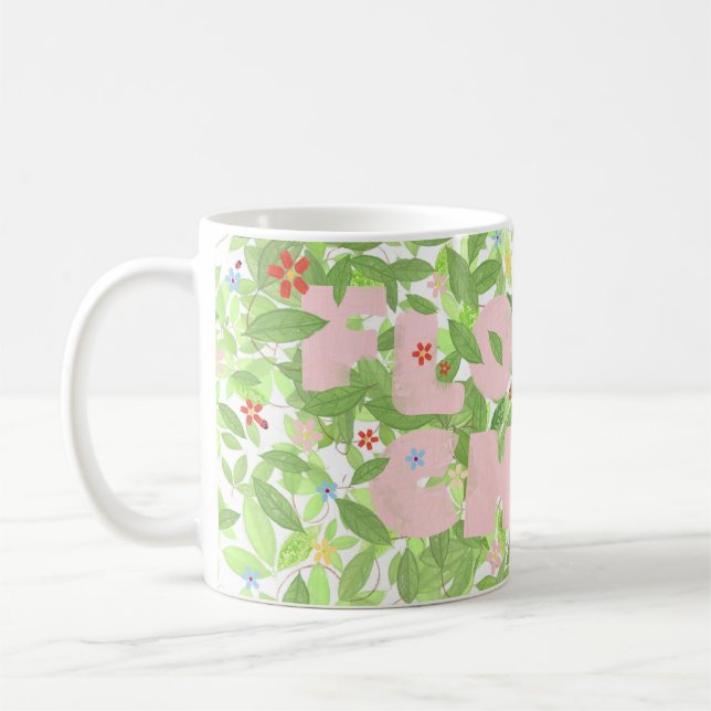 Blommigt och beskaffenhet hos underordnad kaffemugg (Vänster)