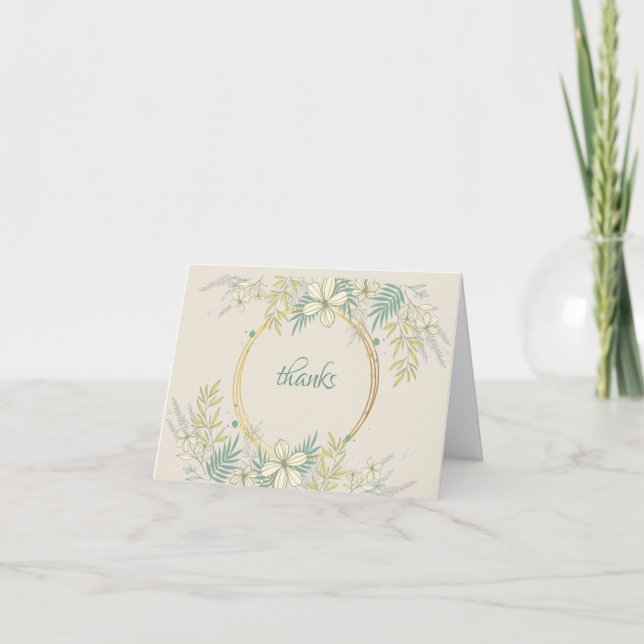 Blommigt och blomma i Guld Ram Tack Kort (Framsida)