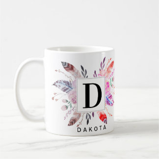 Blommigt- och blomstermonogram och Namn design Kaffemugg