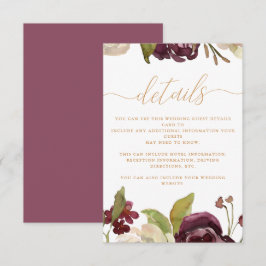 Blommigt och Bröllop-gästinformation Tilläggskort