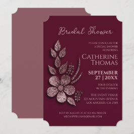 Blommigt och Burgundy i den moderna Eleganten Ro G Inbjudningar