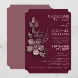 Blommigt och Burgundy i den moderna Eleganten Ro G Inbjudningar