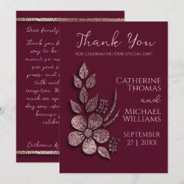 Blommigt och Burgundy i den moderna Eleganten Ro G Tack Kort