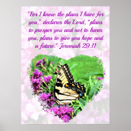 BLOMMIGT OCH BUTTERFLY JEREMIAH 29:11 VERSE POSTER